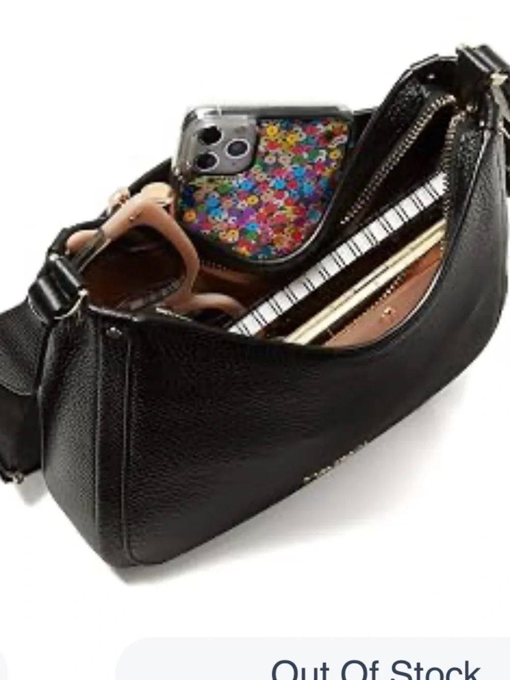 kate spade black Roulette Medium Crossbody Leather